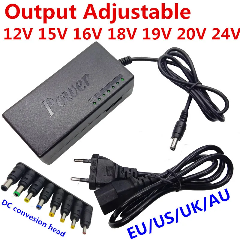 12V 15V 16V 18V 19V 4.5A 20V 24V 4A 96W Notebook Adjustable Power Adapter Supply AC DC Adaptor Universal Charger Plugs Jack