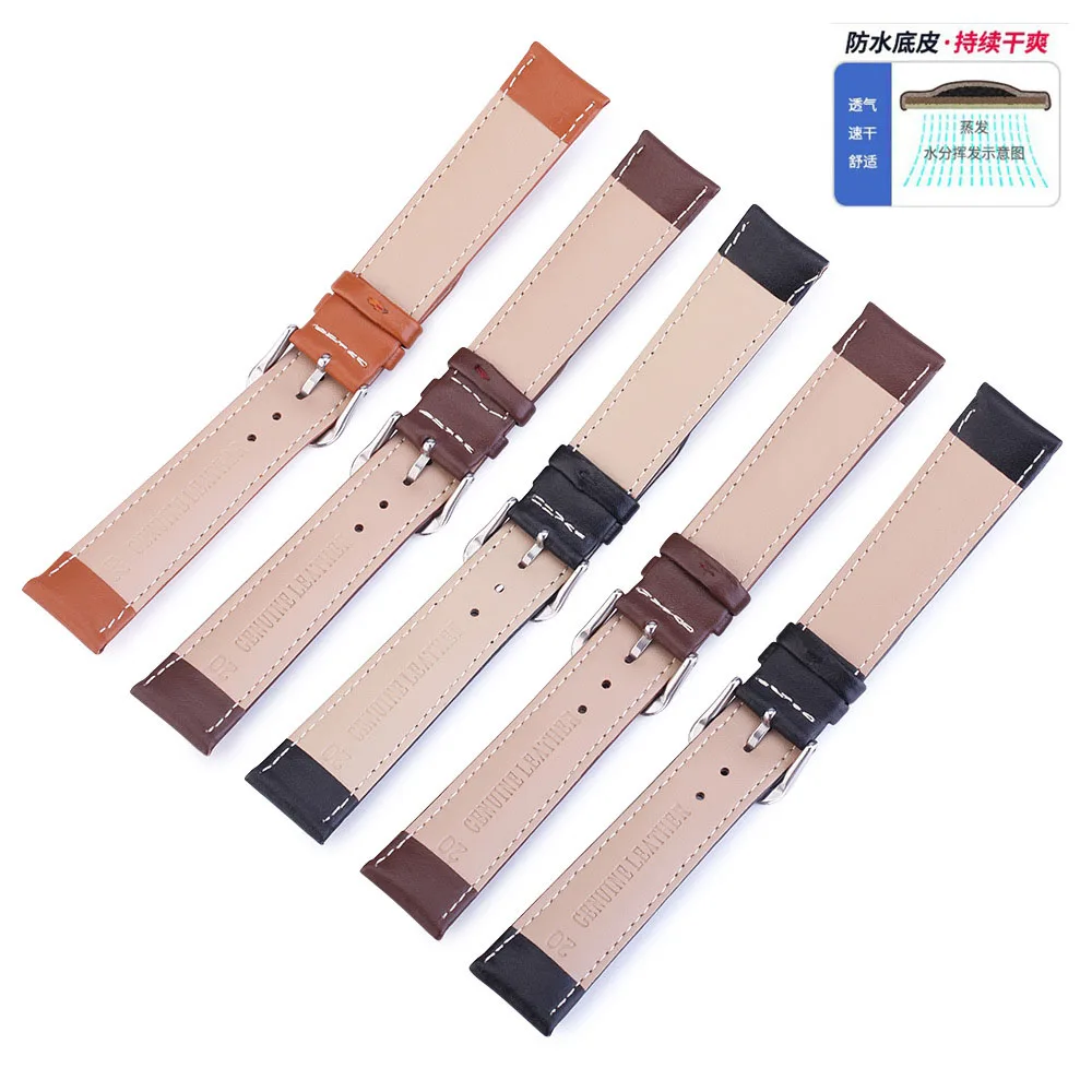 Genuine Leather Watch Band 10mm 12mm 14mm 16mm 18mm 19mm 20mm 21mm 22mm 24mm Watch Strap Wrist Belt Watchband with Pins