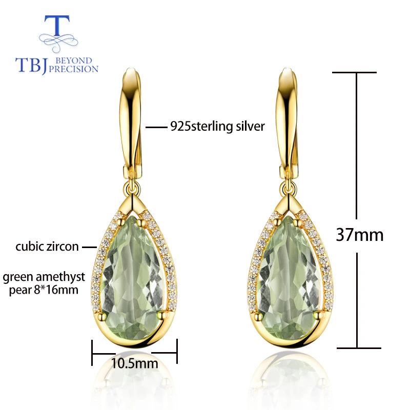 TBJ,natural green amethyst gemstone jewelry Necklaces and earrings set in 925 silver gemstone jewelry for women with gift box