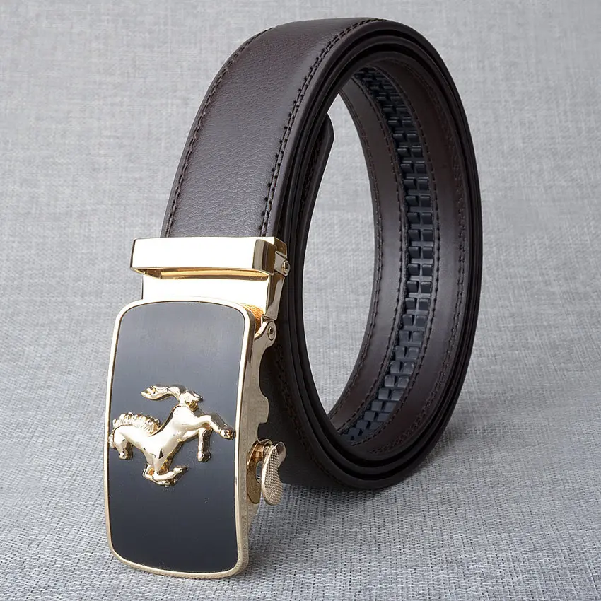 Hot Sell Brand Horse Designer Automatic Buckle Belt Men Genuine Leather Belt Man Luxury Men Belts Alloy Buckle Best As Gift