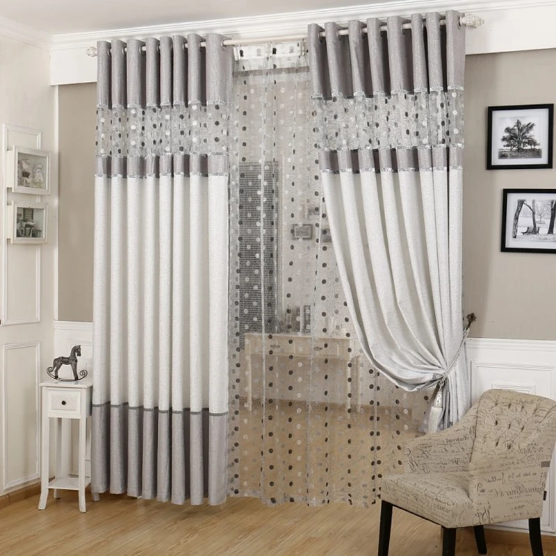 Custom Made Stitching Yarn Curtain Window Modern Blackout Curtains For Living Room Finished Window Curtains For Bedroom