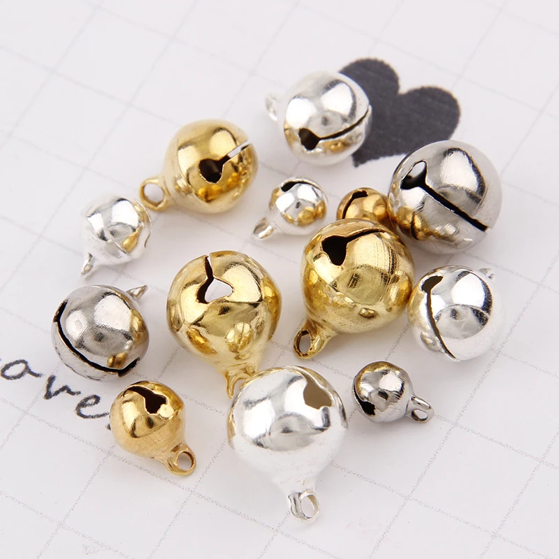 3 Colors 6/8/10/12mm Copper Ordinary Plated Jingle Bells Pendants Christmas Handmade Party DIY Crafts Accessories