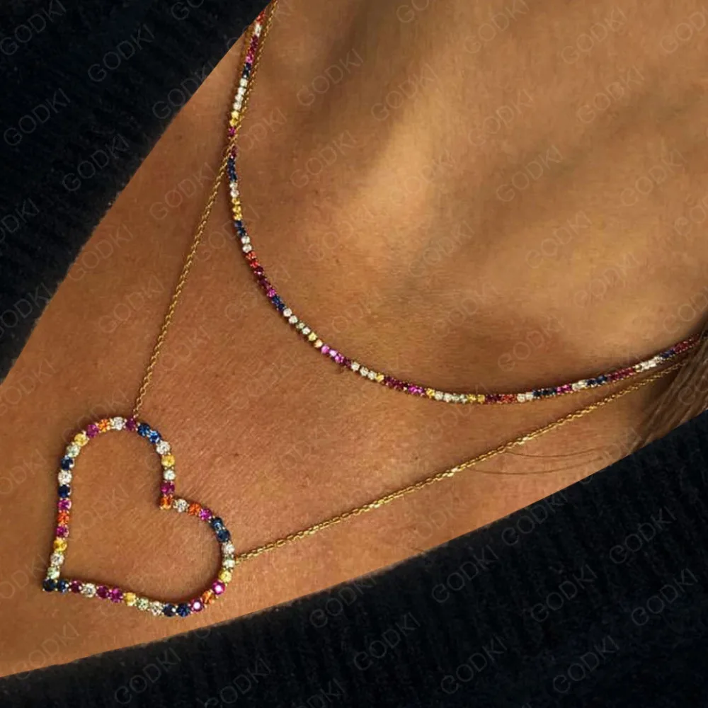 Mother's Day Gift 2 IN 1 Dainty Initial Choker Necklaces Personalized Heart Stackable Necklace Jewelry for women girlfriend gift