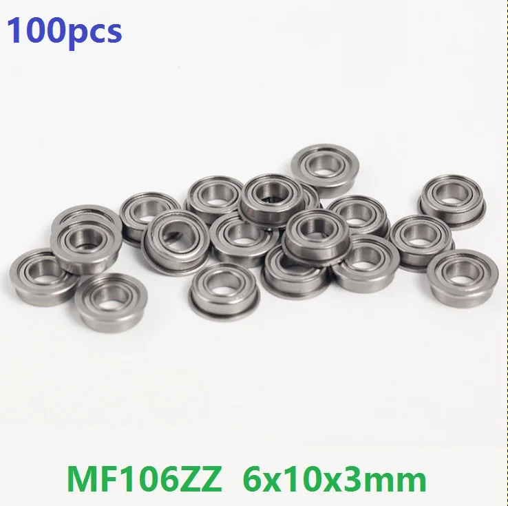 

100pcs/lot MF106 MF106ZZ F676ZZ F676-ZZ ZZ flange bearing flanged Miniature Deep Groove Ball Bearing 6*10*3mm 6x10x3mm