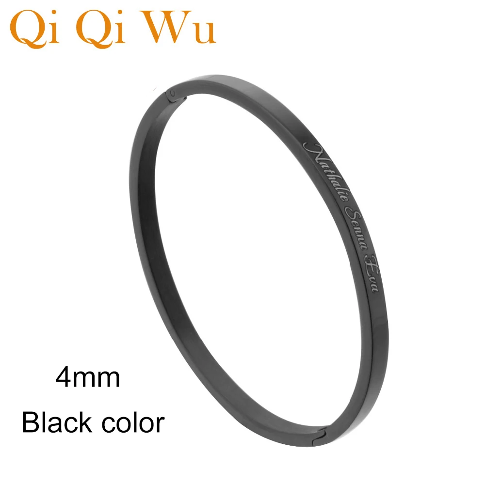 Laser Engraved Letters Women Bracelet Personalized Name Gold Stainless Steel Bangle Girl Favors Jewelry Gifts
