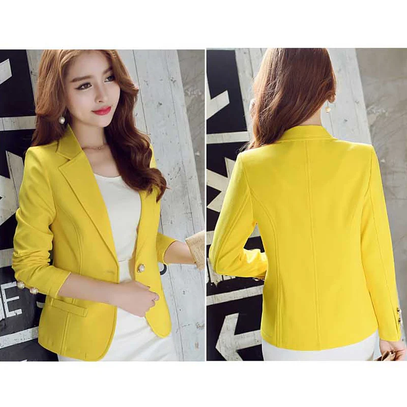 OHRYIYIE Green/Yellow Single Button Ladies Blazers Women 2023 Spring Autumn Women Suit Jackets Blazer Femme Office Tops Coats