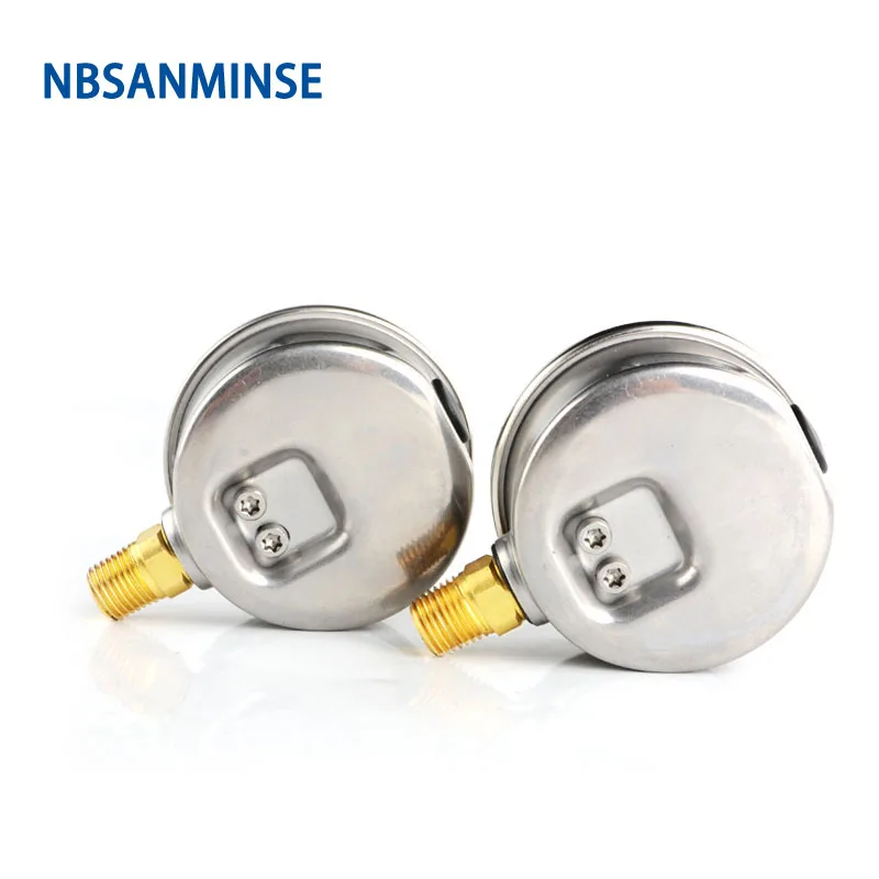 NBSANMINSE Hydraulic High Pressure Oil Gauge SM1SP63L 63mm 2.5inch 1/4 NPT Liquid Manometer Instruments Stainless Steel Gauge