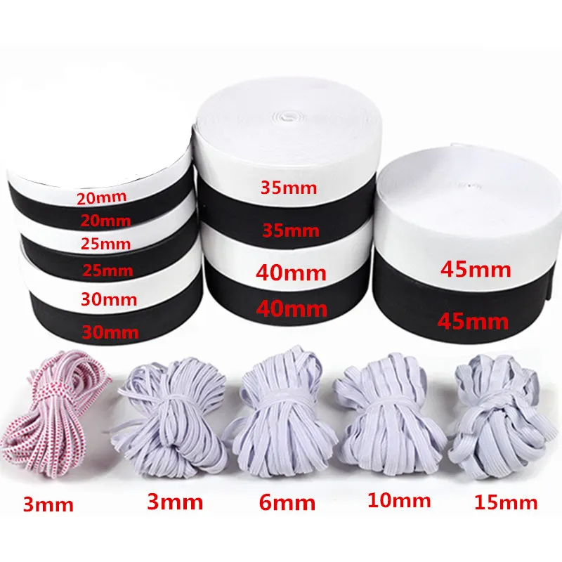 5y DIY  Sewing Accessories Flat Elastic Band White/black Nylon Highest Elastic Bands Garment Trousers AA8272