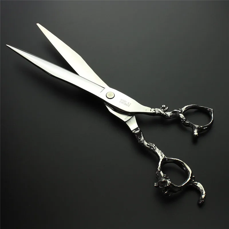 Dragon Scissors personality red blue gem 8 inch hairdresser special professional cutting scissors tool Stainless steel scissors