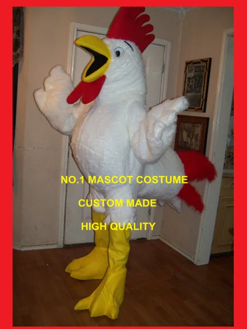 

Professional Custom High Quality Plush White Rooster Chicken Mascot Costume Adult Cartoon Anime Theme Chick Mascotte Fancy 1814