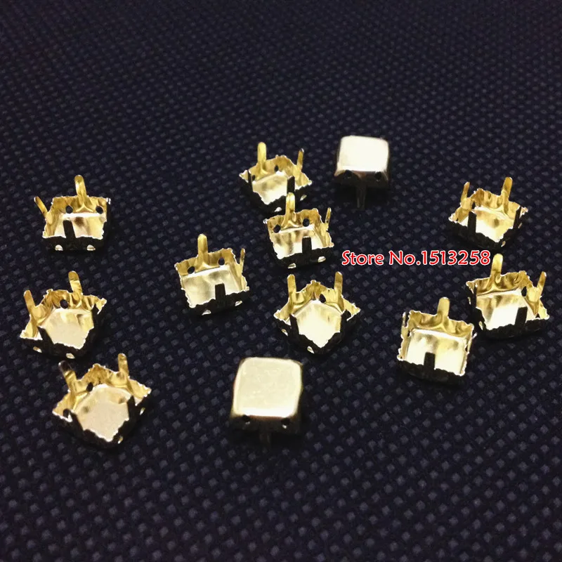 Big Promotions For 5000pcs/lot 8x8mm Square Metal Claw Setting Gold Closed Back For Sewing On Square Shape All Material Stone