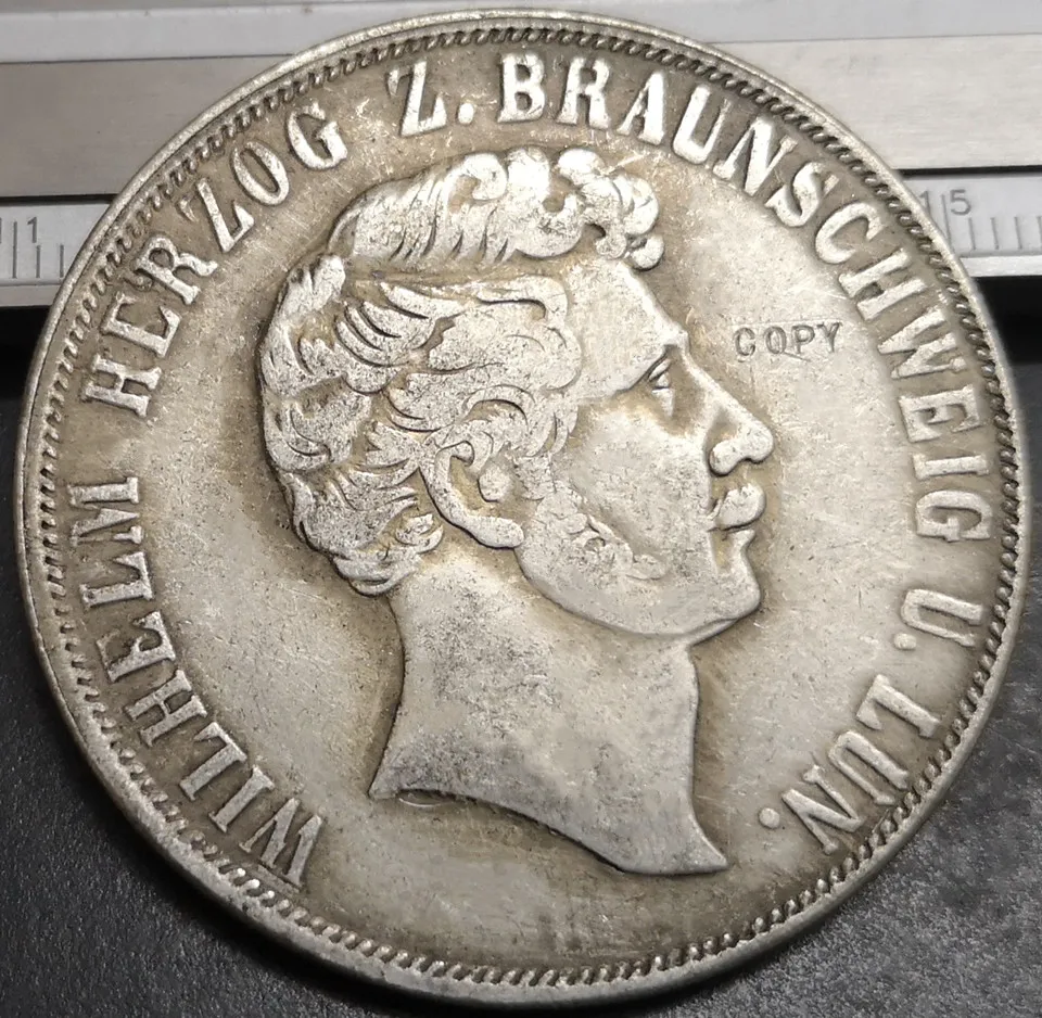 1850 German states (Brunswick-Wolfenbuttel) 2 Thaler - Wilhelm Copy Silver Coin