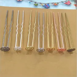 10pcs/lot U Shape Blank Trays 12mm Cabochon Cameo Hair Combs Hairpins Barrettes Hair Clips Hair Wedding Hair Accessories Z526
