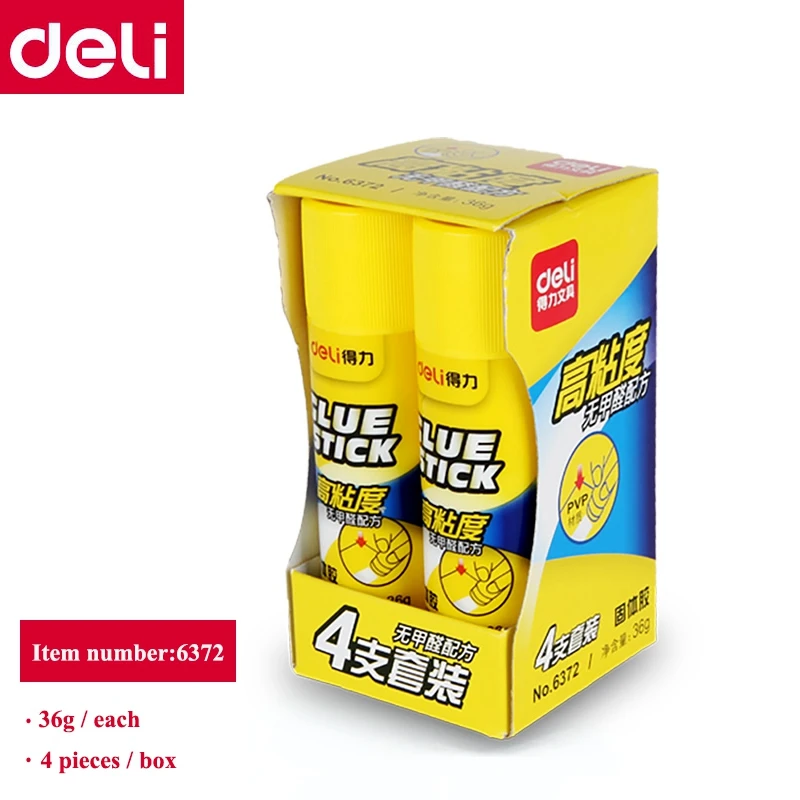 

4PCS/BOX Deli 6372 solid glue stick whole sale 36g x4 pieces Formaldehyde free glue gun glue sticks