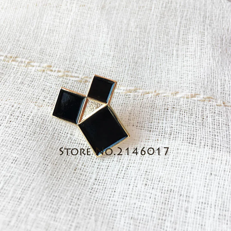 10pcs Freemason Black Soft Enamel Lapel Pin Masonic Euclid's 47th Problem Tie Tack Pins Brooch Pythagorean Theorem Metal Badge