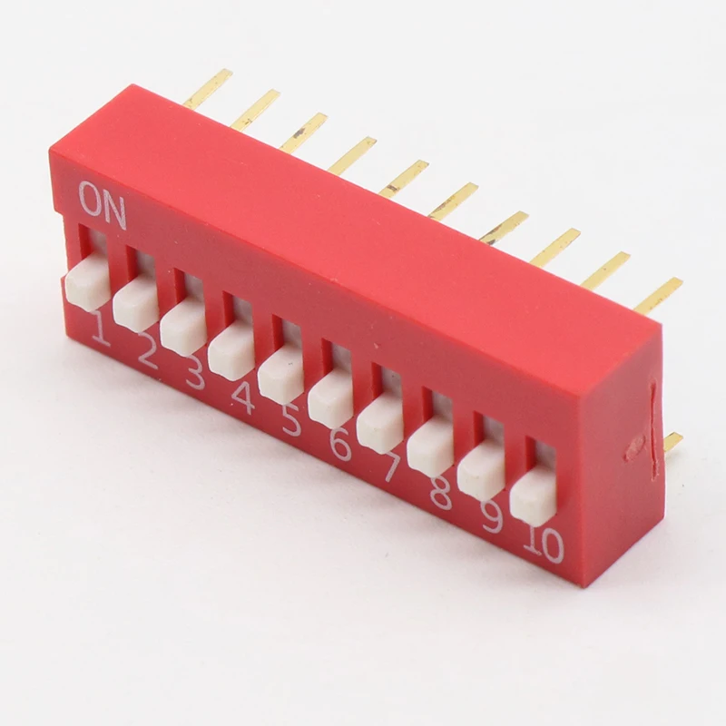 10pcs Slide Type Switch Module 2.54mm 10-Bit 10 Position Way DIP Red Pitch