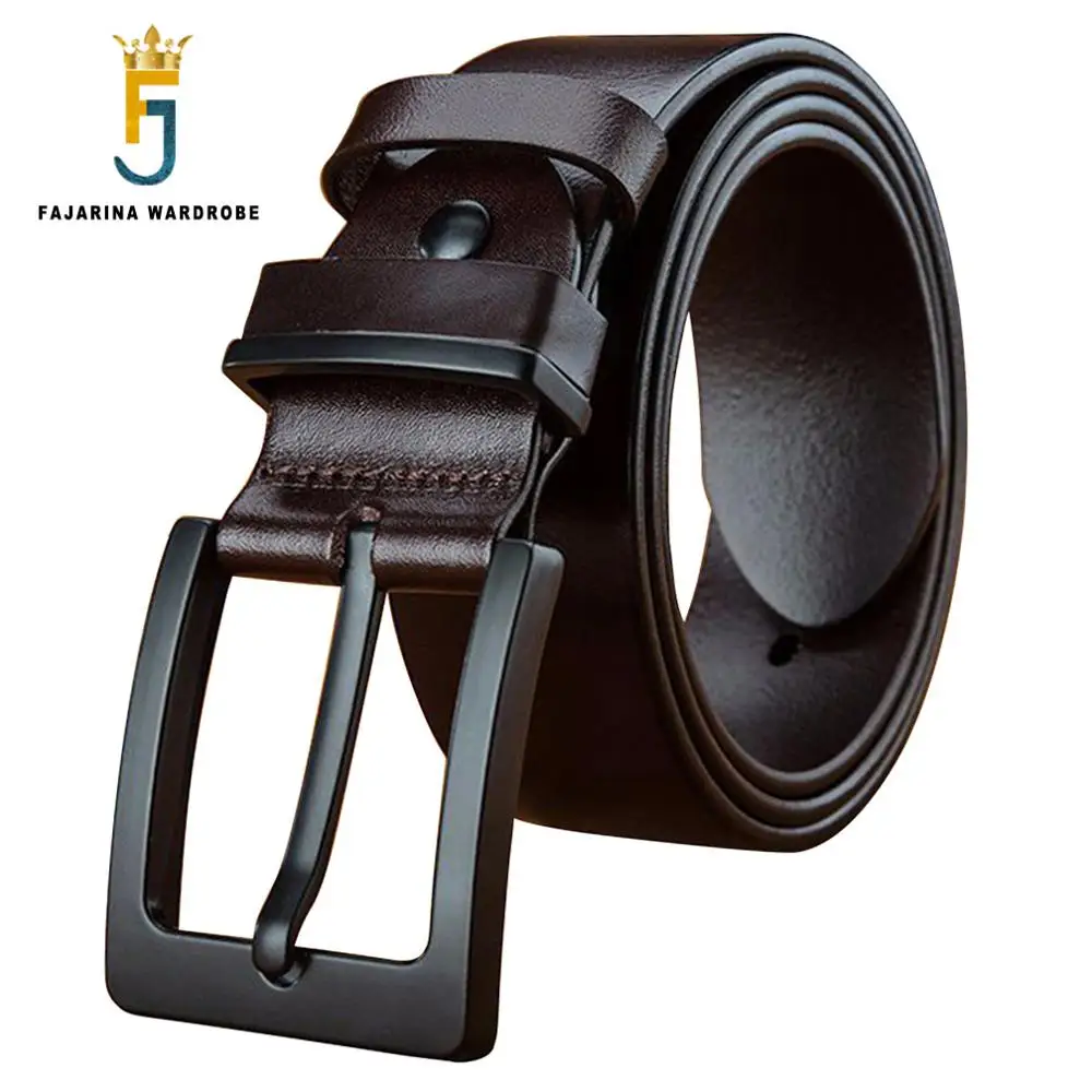 FAJARINA Top Quality Cow Genuine Leather Belts Casual Design Pin Buckle Belt for Men Strap Male Accessories Packing Box FJ18024