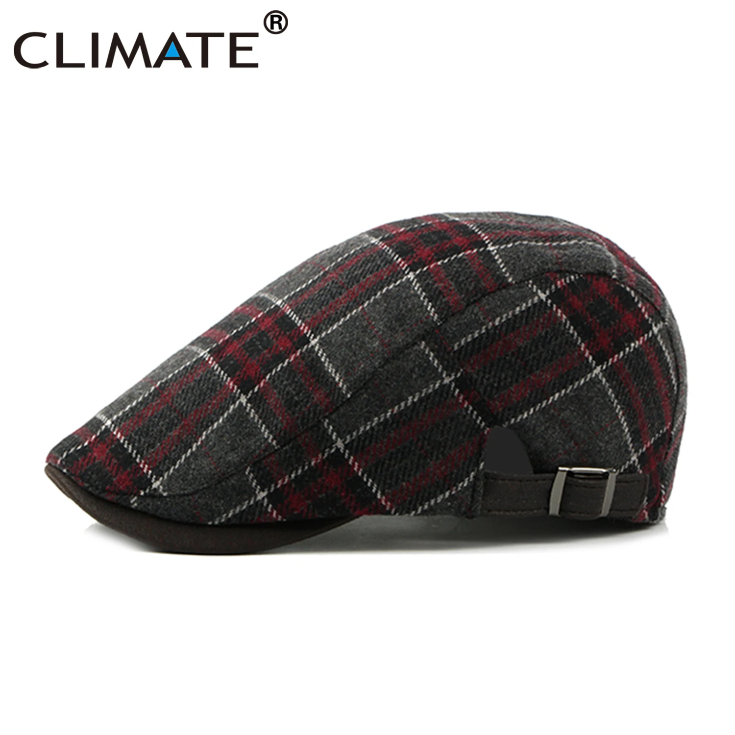 CLIMATE Men Plaid Beret Flat Cap Vintage Hat Warm Berets for Men Woolen Beret Plaid Casual Thickened Flat Caps Beret for Men