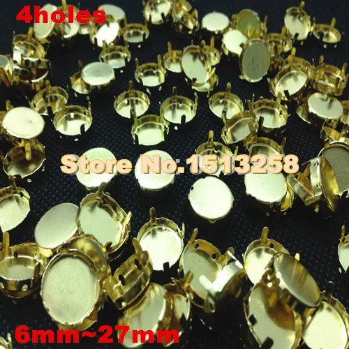 

Round Metal Claw Setting Gold Closed Back For Sewing On 1216,1122 Rivoli Fancy Stone 6/8/10/12/14/16/18/20/25/27mm