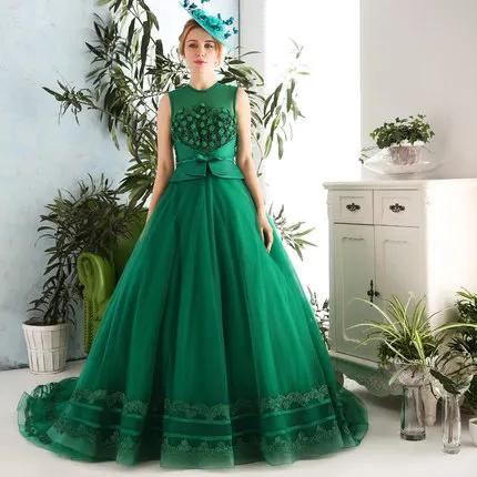 100%real dark green flowers beading Medieval Renaissance gown Sissi princess dress Victorian /Marie/ Belle Ball cosplay dress