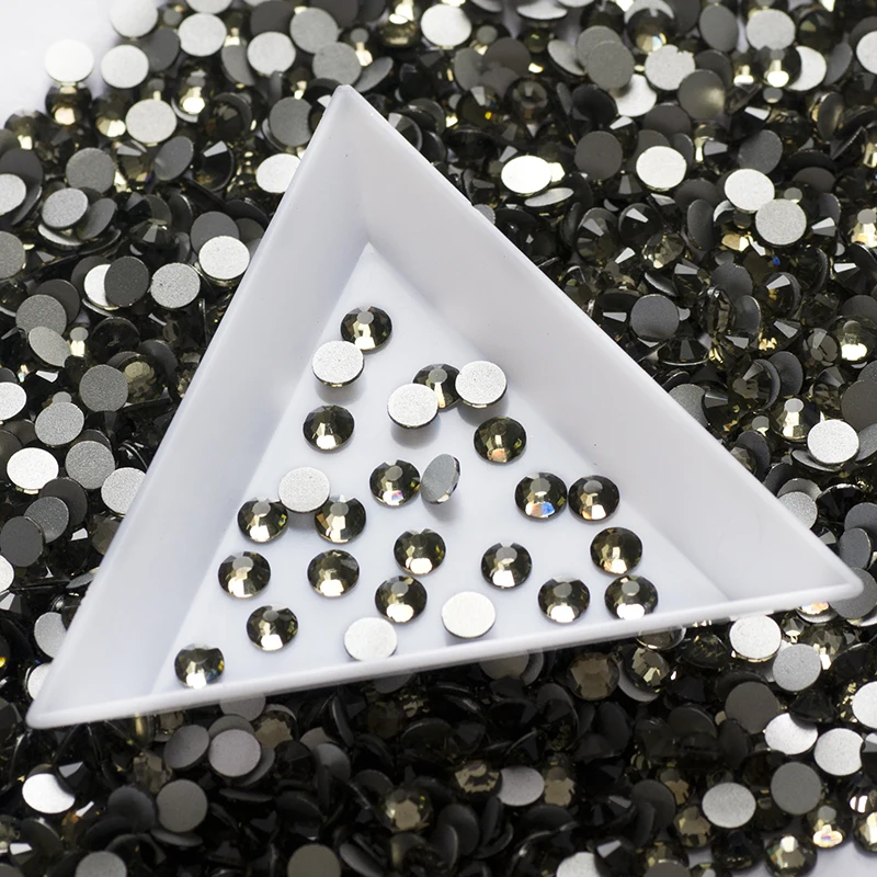 YANRUO 2058NoHF SS3-SS34 Black Diamond Crystal Stone Flat Back Strass Non Hotfix Nail Art Stick On Rhinestones DIY