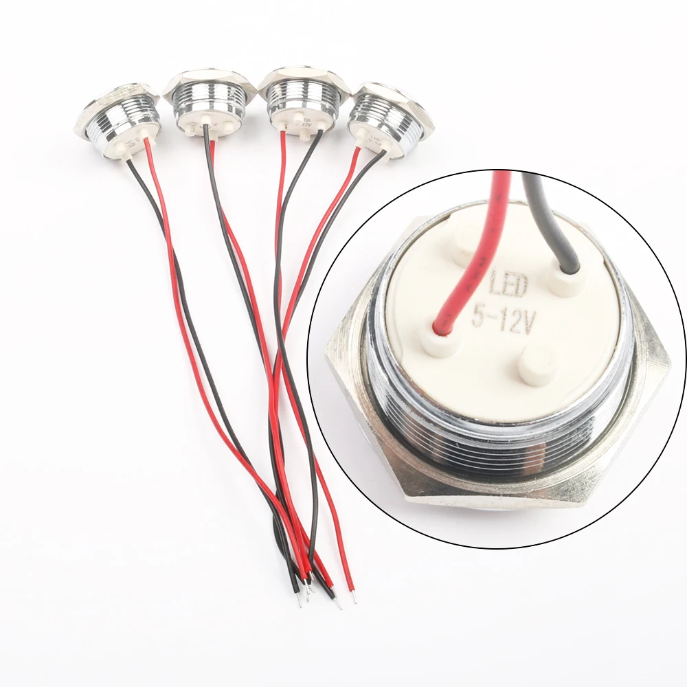 19mm LED Metal Indicator light Waterproof Signal lamp Light 3V 6V 12V 24V 220v Red Yellow Blue White Green Spherical 19ZSD.QX.X