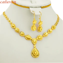 Ethiopian Jewelry Gold Color sets for Bride  Arab Africa Gifts for Women Wedding Necklace/Earrings