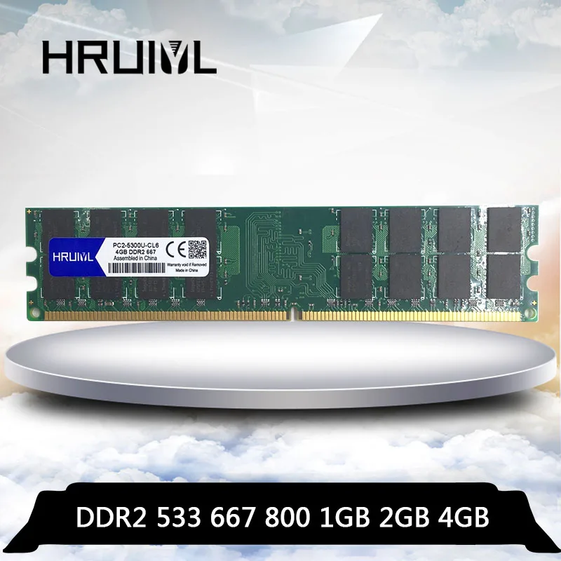 HRUIYL PC RAM DDR2 800 667 533 Mhz 1GB 2GB 4GB Memory Memoria Module Computer Desktop PC2-4200U PC2-5300U PC2-6400U 2G DDR 2 4G