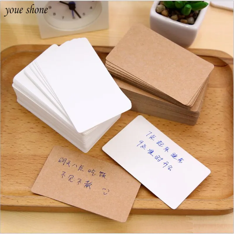 

100Pcs/Box Solid Color Retro Cowhide Card Board Memo Word Card Message Simple Style For Office School Supplies