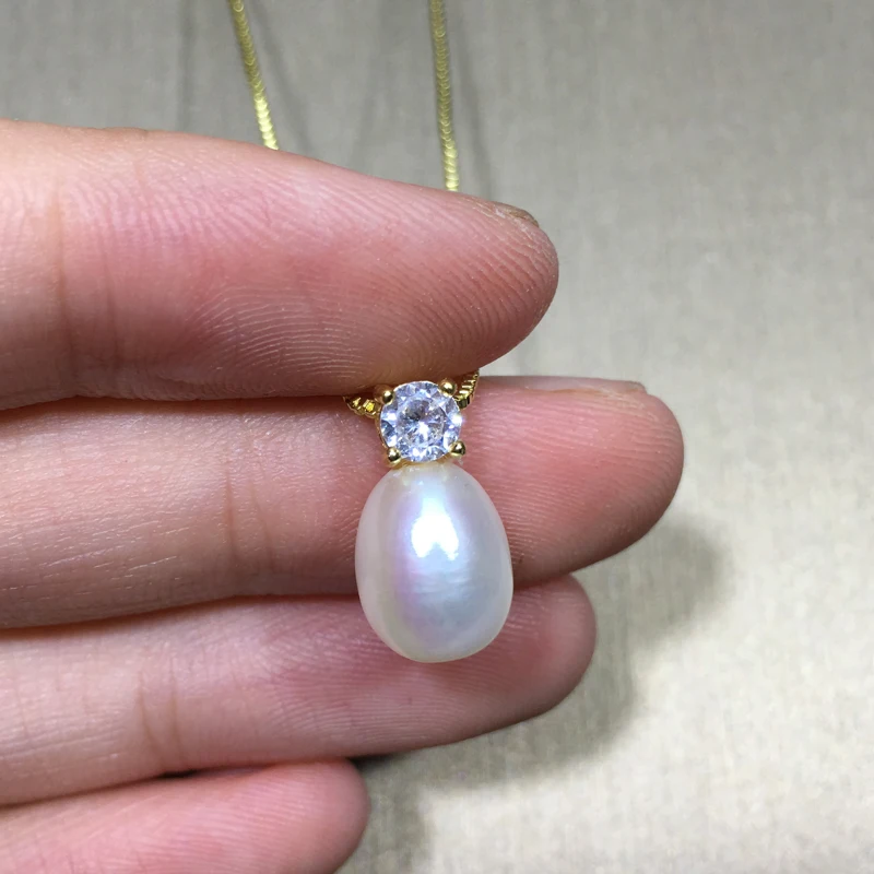 ZHBORUINI 2024 New Necklace Pearl Jewelry Natural Freshwater Pearls Zircon Pendants 925 Sterling Silver Jewelry For Women Gift