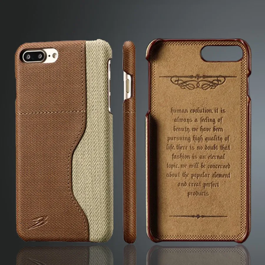 Genuine Leather Case with Card Holder, High Quality Luxury Back Cover, Apple iPhone 6, 6S, 7, 8 Plus, Original Brand, Exquisite