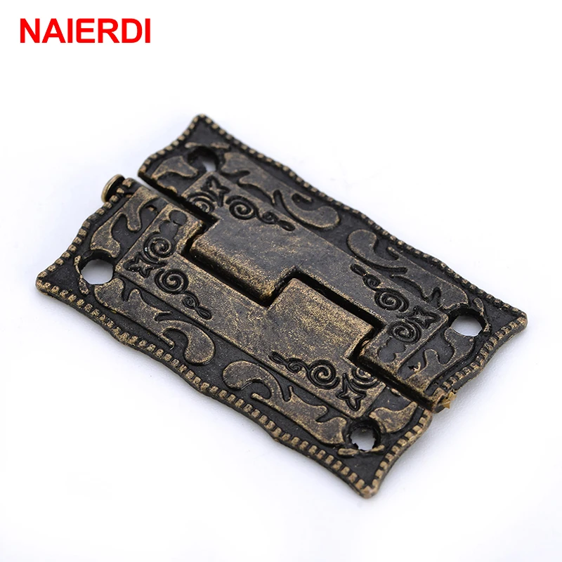 10PCS NAIERDI Antique Bronze Hinges Cabinet Door Drawer Decorative Mini Hinge For Jewelry Storage Wooden Box Furniture Hardware