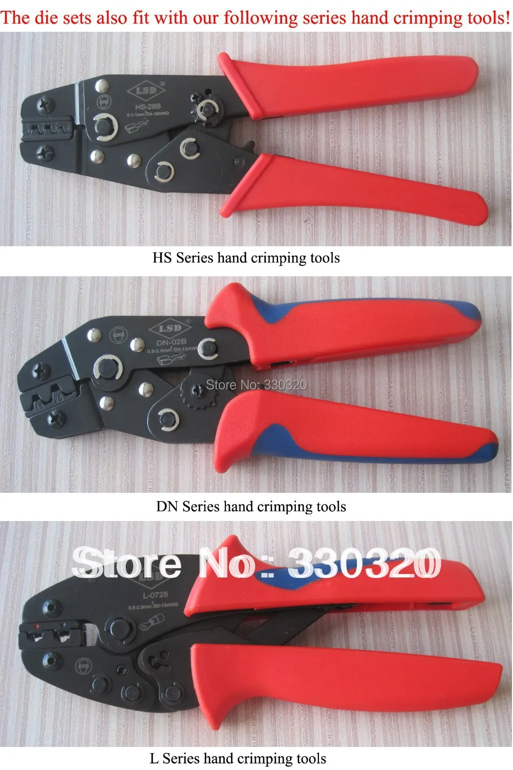 Die Sets for HS and DN series pliers crimper not for AM-10 Pneumatic Crimping Tool and EM-6B1/2 Electrical Tools ($2.69/pcs)