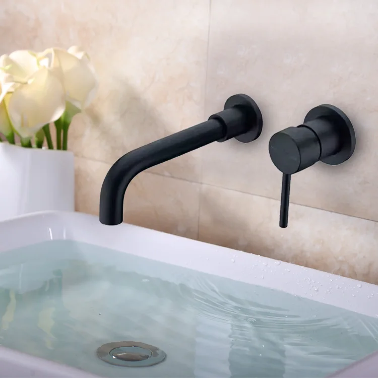 Free shipping Single Lever Wall Mounted Vessel basin Sink Faucet Mixer tap Black color