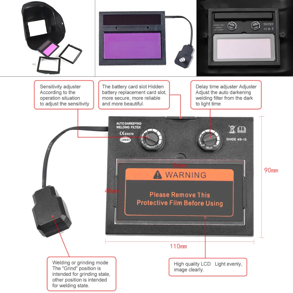 Imagem -06 - Ferramentas de Soldagem Escurecimento Automático Ajustar Solar Tig Mig Moagem Capacetes de Soldagem Máscara Facial Máscara de Soldagem Elétrica
