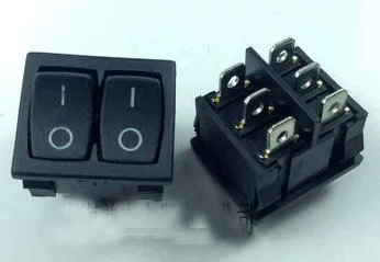 2pcs Rocker Switch Two Gang Small Switch Double Control Switch KCD5-212 2 Position 6 Pins 24x21.5mm