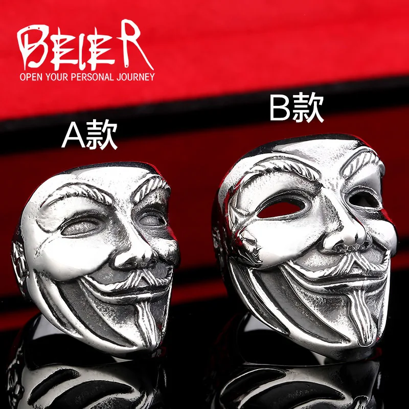 Beier new store 316L stainless steel ring  new V for vendetta V man ring biker skull  fashion jewelry  LLBR8-208R