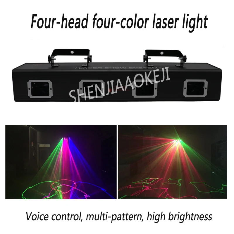 Stage lighting full color four head four color laser light 60W Professional Beam Laser Light DMX voice-activated beam laser