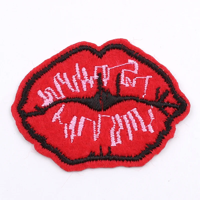 10pcs/lot Cartoon Mouth Patch Embroidery Iron On Lip Stickers DIY Jeans Coats Pants Fabric Appliques Sewing garments Accessories