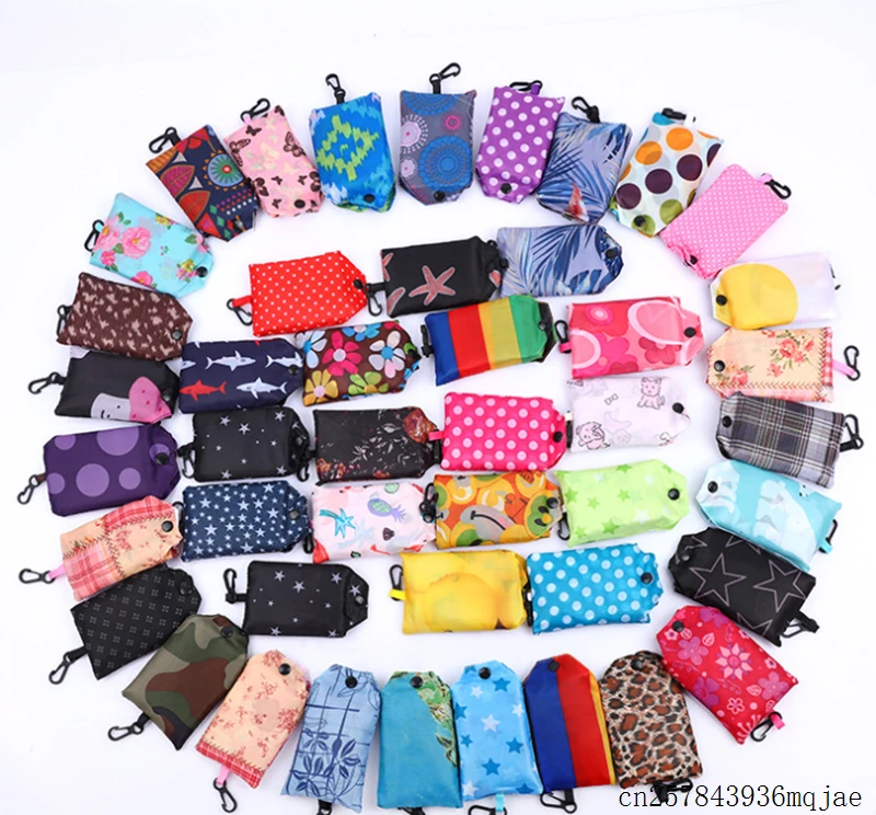 

100pcs Foldable Shopping Bag Supermarket Bags Tote Pouch Floral Shopping Bag Handy Gift Bags