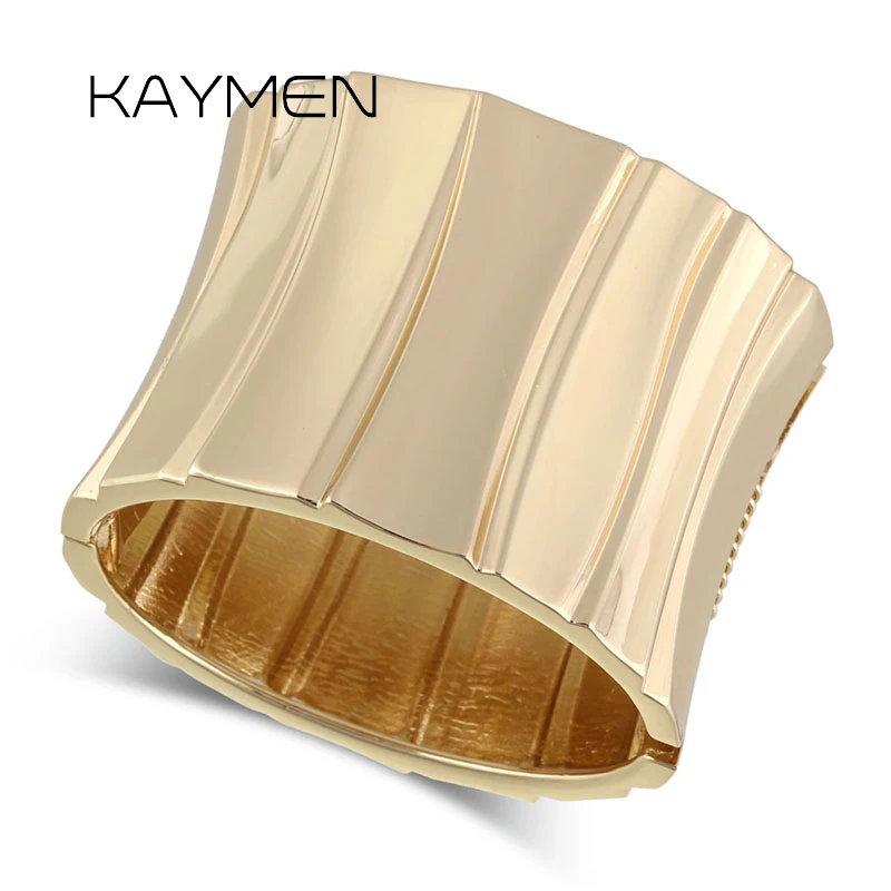 

New Arrivals Large Size Exaggerate Wide Bangle Statement Cuff Bracelet for Women Fashoin Jewelry Accessory Brushed Gold Plating