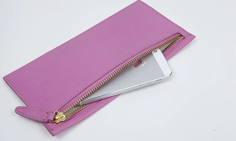 EMMA YAO fashion ultra-thin women's designer long wallet genuine leather wallet female