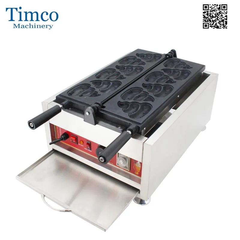 Timco queima de cocô forma waffle maker 6 pçs comercial elétrico 220v 110v antiaderente engraçado padeiro máquina