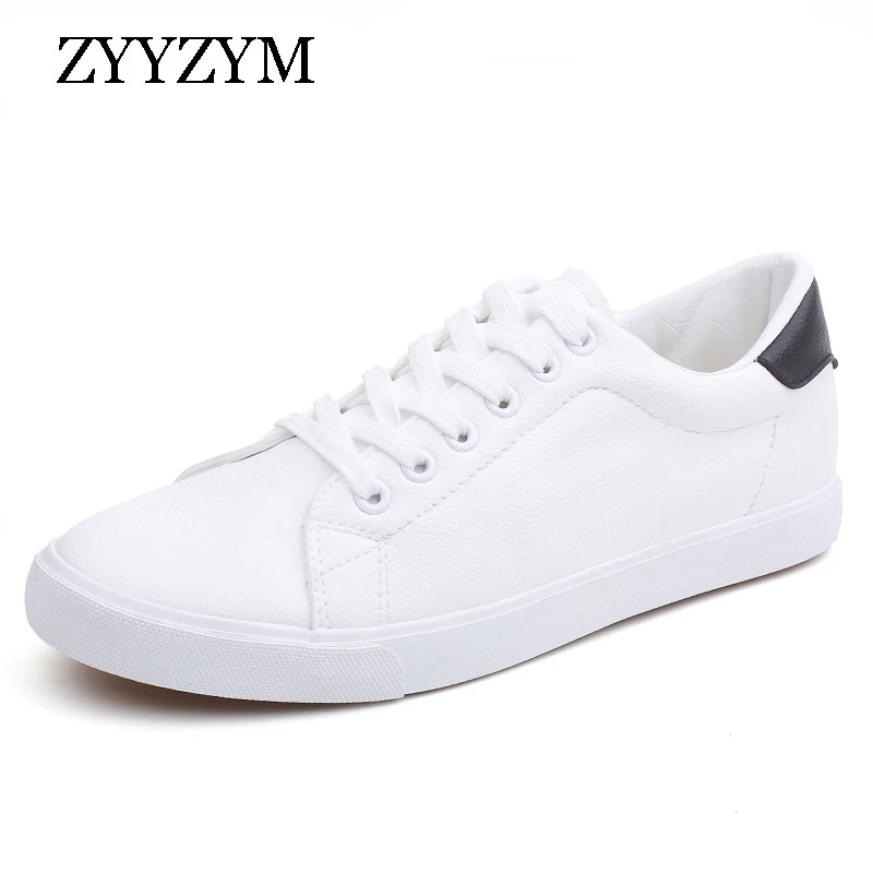 Men Shoes Spring Summer PU Leather Shoes Men Lace-Up Wihte Style Light Breathable Fashion Sneakers Men Vulcanized Shoe