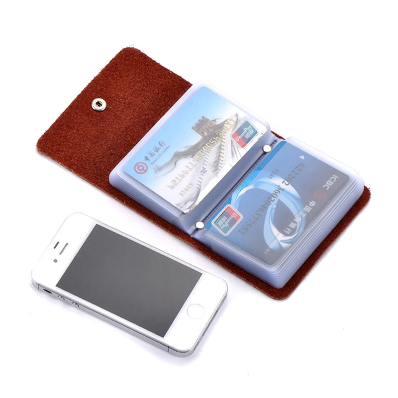 Fashion Unisex Genuine Leather Bank Credit Card Holder Men Cowhide Business Card Case ID Wallet For Women 11 Colors