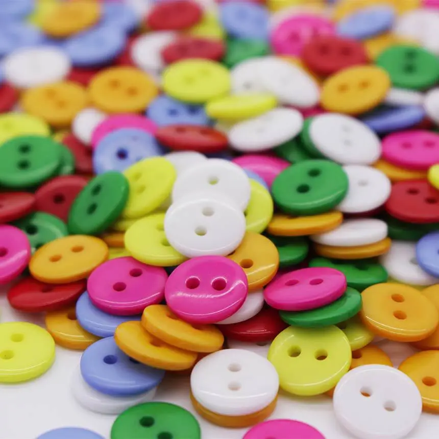 200 Pieces Mixed Resin Buttons For Scrapbooking  Sewing Craft  Children Botones  2  Holes 1.1cm  Round Decorative  Buttons