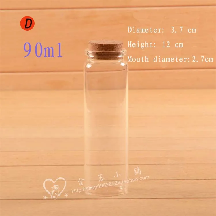 

Capacity 90ml 50pcs/lot factory wholesale transparent cute glass vials with wood plug,Glass Bottles with cork