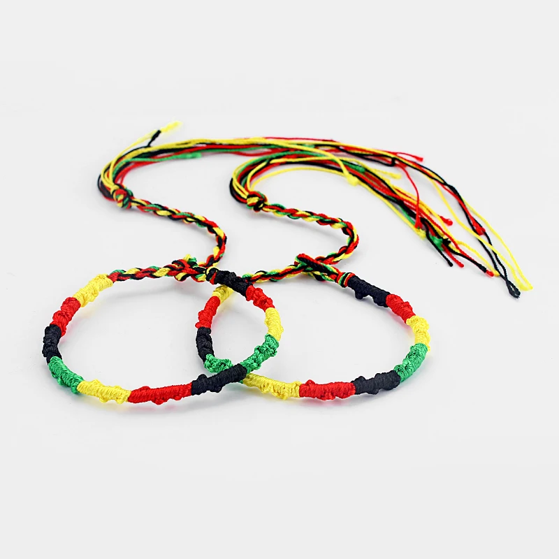 5pcs  Rasta Friendship Bracelet Wristband  Colorful Cotton Silk  Surfer Boho Bangle