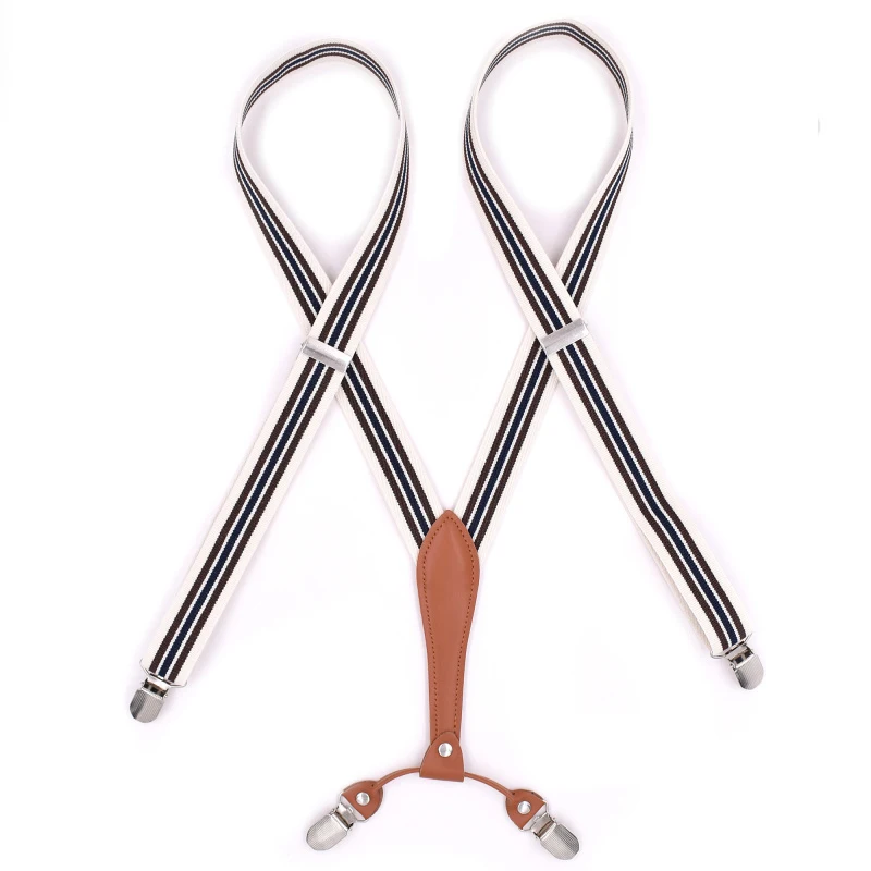 Leather Suspenders Man's Braces 4 Clips Adult Suspensorio Tirantes Hombre  Elastic strap 2.5*105cm