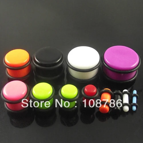 120pcs Free Shipping Ear Expander Fashion Spiral Ear Protector Flesh Tunnel Earring Doule O-Rings Mixture Color Ear Plugs